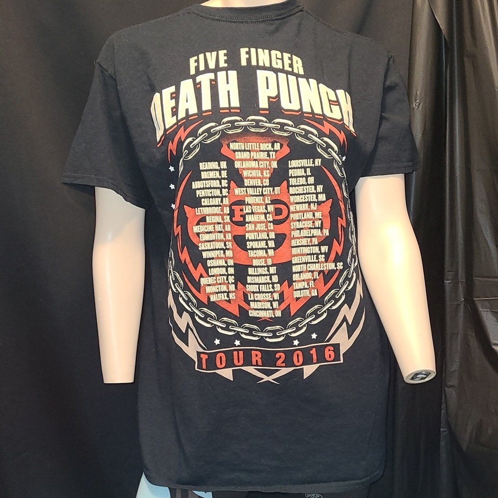 2016 FIVE FINGER DEATH PUNCH "Got Your Six" Concert Tee Gildan Black Size L - Picture 3 of 12